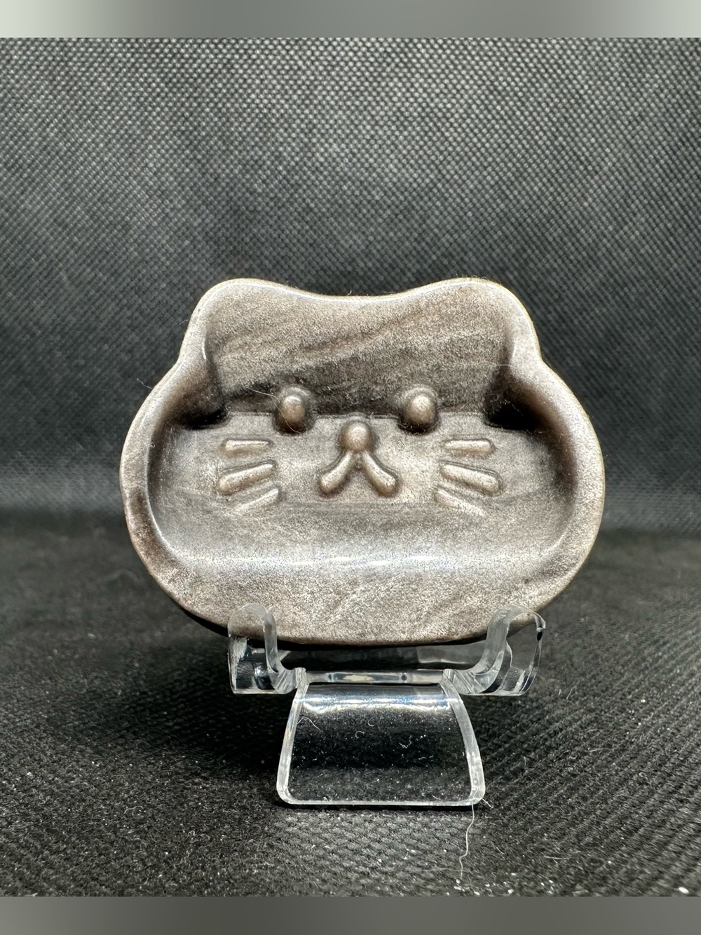 Silver obsidian cat mini bowl